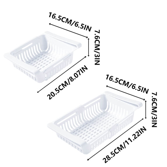 Adjustable Refrigerator Storage Rack 11.22x6.5in Pull-Out Organizer - Food Grade Plastic Fridge Shelf for Freezer & Fresh-Keeping (White)