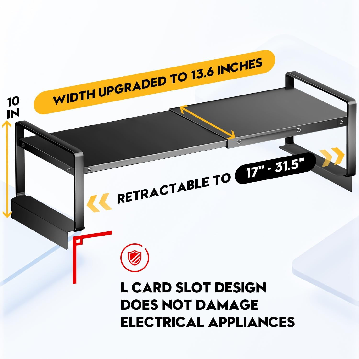 Adjustable Refrigerator Storage Rack - Expandable Metal Shelf Organizer for Kitchen, Laundry Room, Dorm - L-Shaped Design, Heavy Duty Space Saver