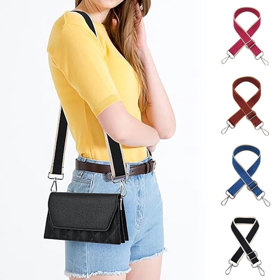Adjustable Replacement Crossbody Bag Strap Wide Shoulder Strap with Silver Metal Hardware for Purses Canvas Tote Satchel Handbags 1.5" Width 28"-52" Length