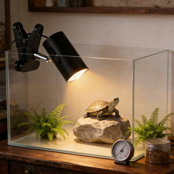 Adjustable Reptile Basking Lamp for Tortoises Lizards, Full Spectrum UVB Heat Lamp with Timer, Calcium Supplementation Day Night Temperature Control for Reptile Terrarium