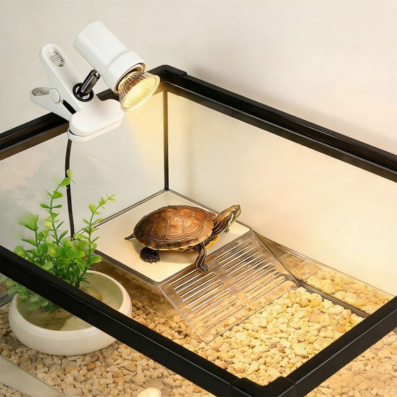 Adjustable Reptile Heat Lamp with UVB for Tortoise Basking, 50W UVA Sun Lamp for Lizards and Bearded Dragons, Ceramic Heating Bulb for Terrarium with Temperature Control