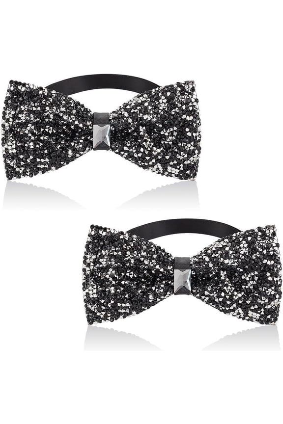 Adjustable Resin Rhinestone Ties Pre-tied Tie with Adjustable Length Ties for Wedding and Parties Black DIY