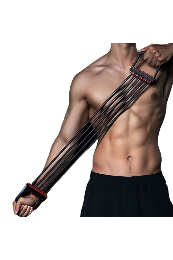 Resistance Band Chest Expander 5 Tube Adjustable 30 to 150 lbs Strength Training for Home Gym Black
