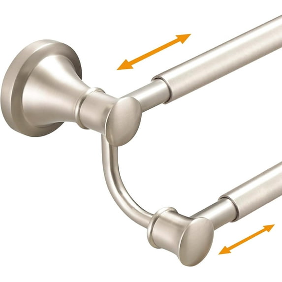 Adjustable Retractable 15-27 Inches Stainless Steel Bathroom Towel Bar, Bathroom Accessories Bath Hotel Double Towel Bar Rod Hanger Wall Mounted Towel Holder Towel Rack, Brushed Nickel