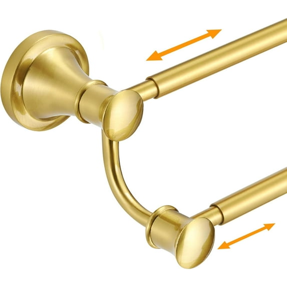 Adjustable Retractable 15-27 Inches Stainless Steel Bathroom Towel Bar, Bathroom Accessories Bath Hotel Double Towel Bar Rod Hanger Wall Mounted Towel Holder Towel Rack, Brushed Gold
