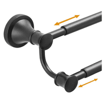 Adjustable Retractable 15-27 Inches Stainless Steel Bathroom Towel Bar, Bathroom Accessories Bath Hotel Double Towel Bar Rod Hanger Wall Mounted Towel Holder Towel Rack, Matte Black