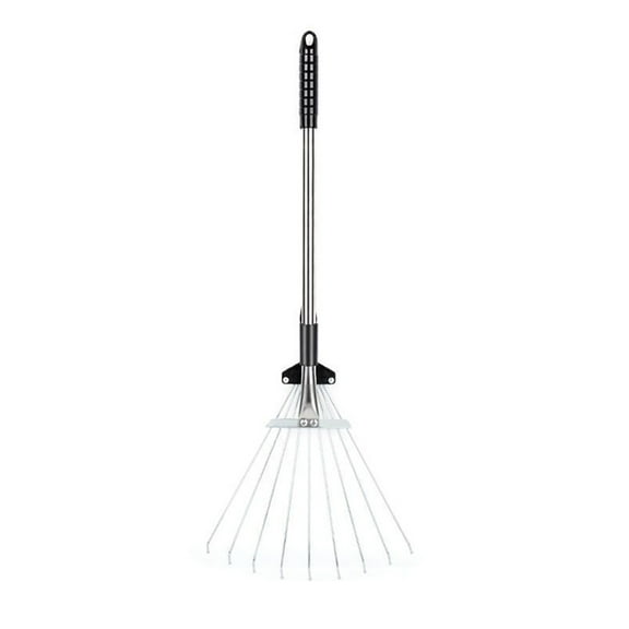 Adjustable Retractable Garden Rake - 16-Inch Stainless Steel Round Head Leaf Rake with Anti-Slip Handle, Expandable Width Knob, Carbon Steel Construction - Outdoor Yard Tool