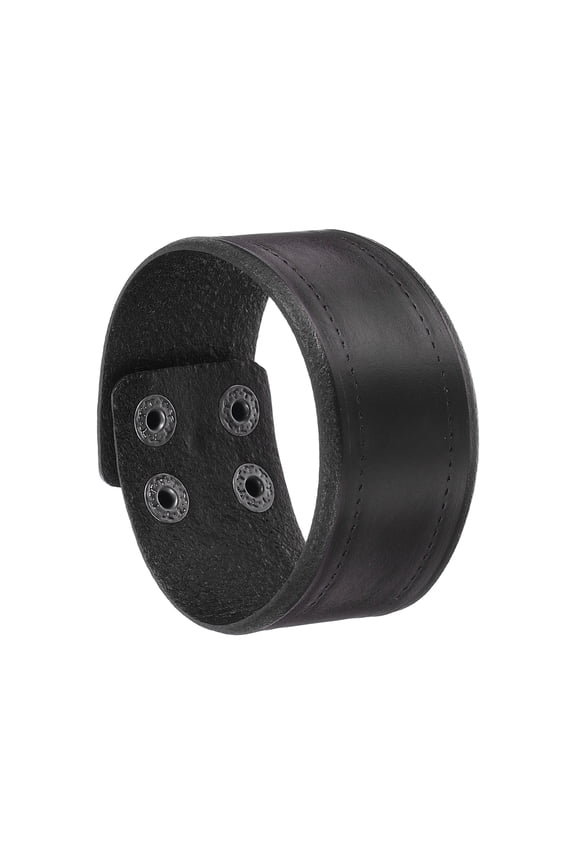 Adjustable Retro Leather Bracelet Blanks 9.1x1.5 Inch Punk Leather Snap Cuff Wristbands Bracelets for DIY Craft Jewelry Making Supplies for Men Women, Black