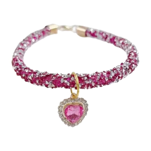 Adjustable Rhinestone Heart Pet Necklace, Bling Dog and Cat Collar, Fashionable Pet Jewelry for Small and Medium Pets, Perfect for Weddings, Parties, and Birthdays