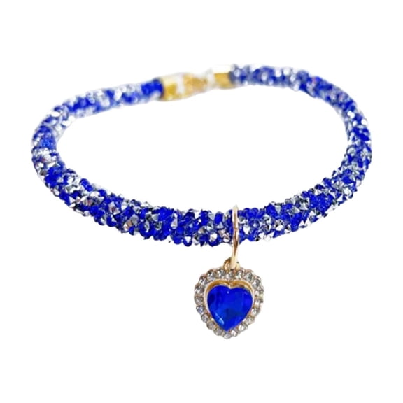 Adjustable Rhinestone Heart Pet Necklace, Bling Dog and Cat Collar, Fashionable Pet Jewelry for Small and Medium Pets, Perfect for Weddings, Parties, and Birthdays
