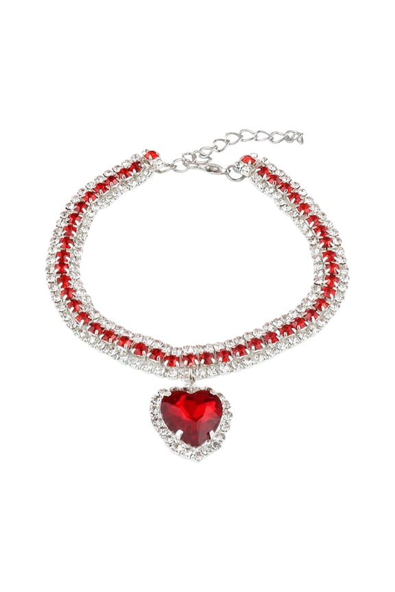 Adjustable Rhinestone Pet Collar Necklace for Cats and Dogs, Heart Design Fashion Accessories for Parties, Stylish Jewelry for Pets