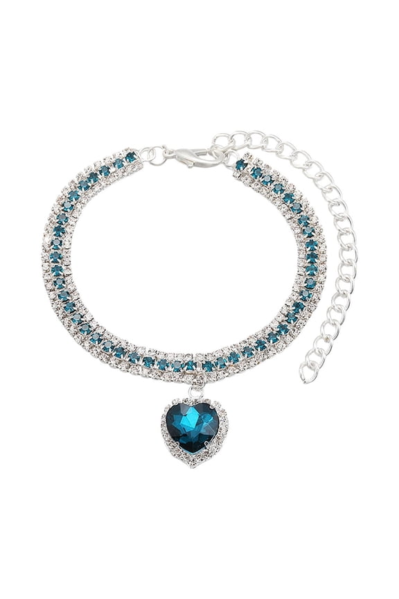 Adjustable Rhinestone Pet Collar Necklace for Cats and Dogs, Heart Design Fashion Accessories for Parties, Stylish Jewelry for Pets