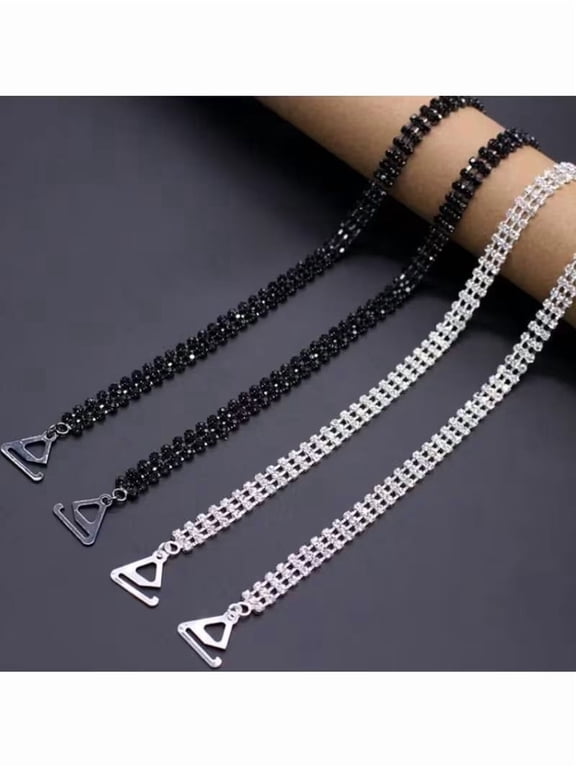Adjustable Rhinestone Shoulder Straps for Bras Anti-Slip Metal Design, Two Pairs, Comfort & Style for Women's Lingerie Accessories