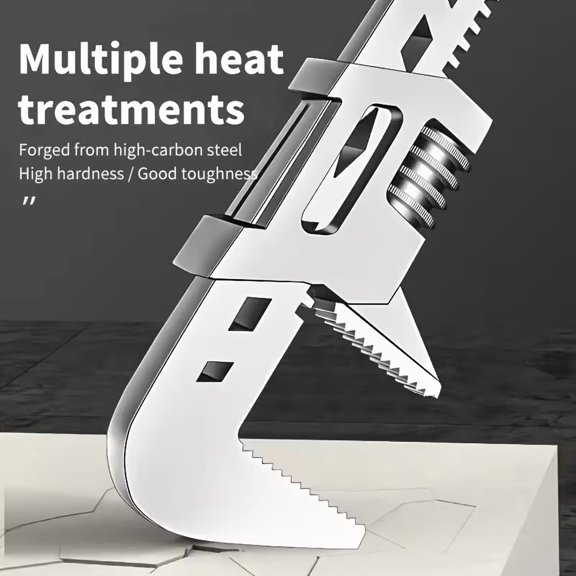 Adjustable Right-Angle F-Type Wrench, Large Opening Rust-Resistant Plumbing Spanner for Hex Screws, Water Pipes, Kitchen & Bathroom Installation - Home Maintenance & Auto Repair