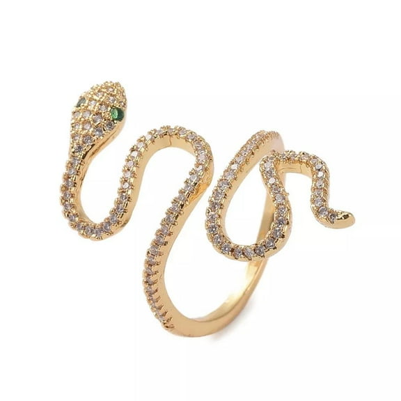 Adjustable Ring Cuff Cubic Zirconia Snake Gold Size 7 Adjustable 17Mm&nbsp; P677