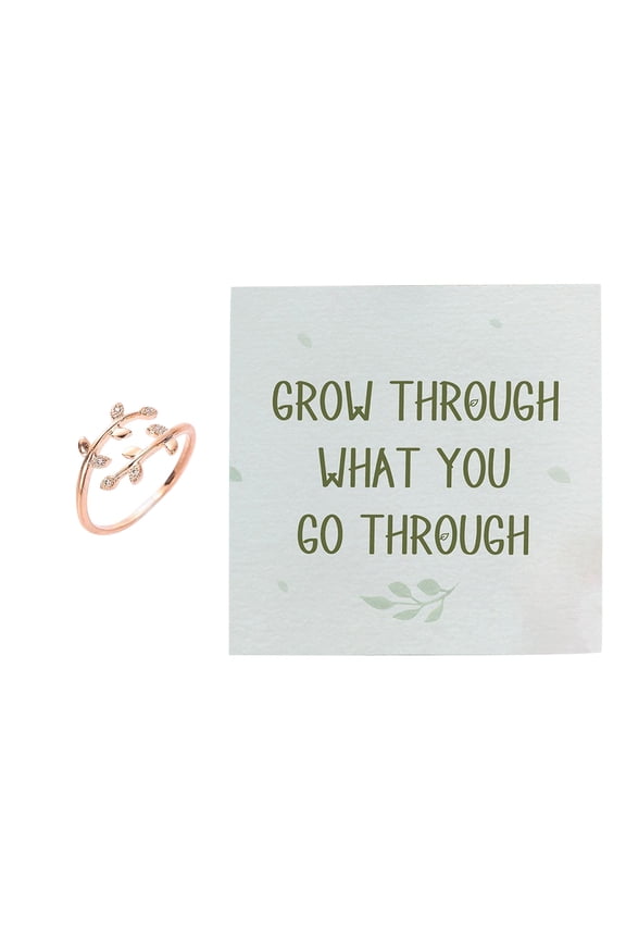 Adjustable Ring for Women Crystal Leaves Statement Stacking Open Band Finger Rings Comfort Fit Dainty Birthday Holiday Jewelry Gift