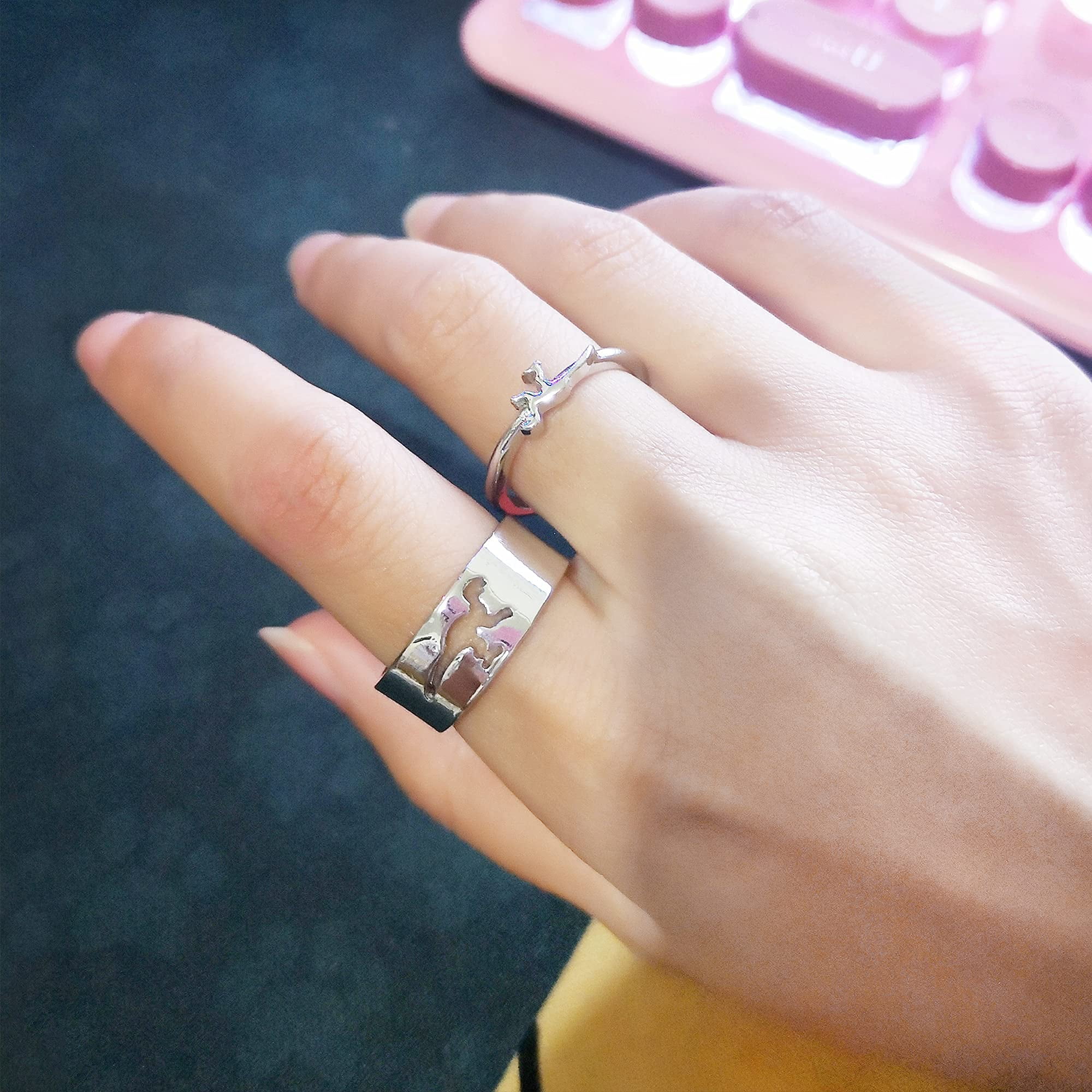 Adjustable Rings, Matching Best Friends BFF Rings for Couple