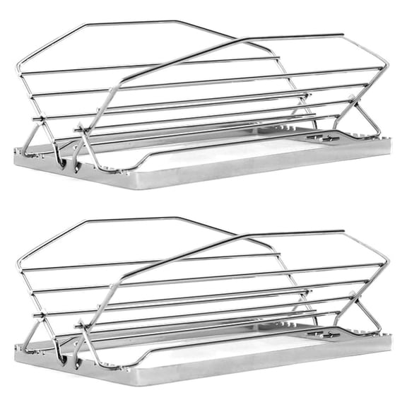 Adjustable Roasting Rack 2-Pack - Heavy Duty Oven Safe Rack - 7 Position Settings - Fits Most Pans - For Turkey, Beef, Poultry & More