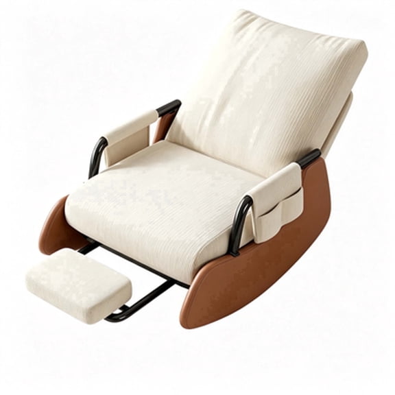 Adjustable Rocking Chair with Retractable Footrest, Comfort Lazy Sofa Lounge Chair, Multi-Angle Reclining Glider Rocker
