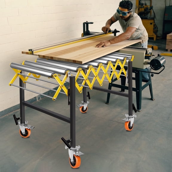 Adjustable Roller Conveyor, 660 LBS Expandable Roller Conveyor with wheels, Length 23.6''-50'' Gravity Roller Conveyor for Manufacturing Facilities, Logistics Hubs, Carpentry Shops