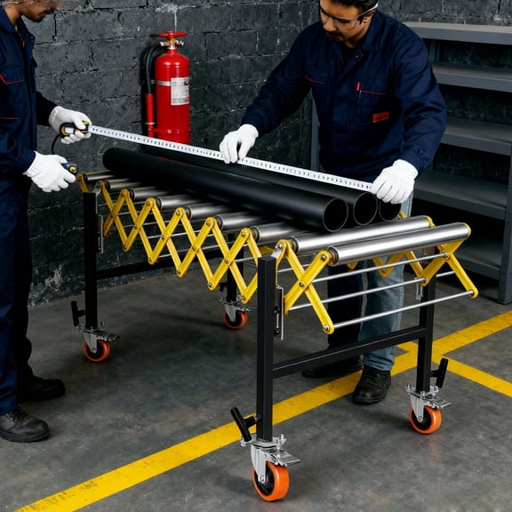 Adjustable Roller Conveyor with wheels, Expandable Roller Conveyor, 660 LBS Height 30''-50'' Conveyor Belt Roller for Warehouse, Factory, Woodworking