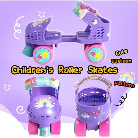Adjustable Roller Skates for Beginner with Knee Pads Small