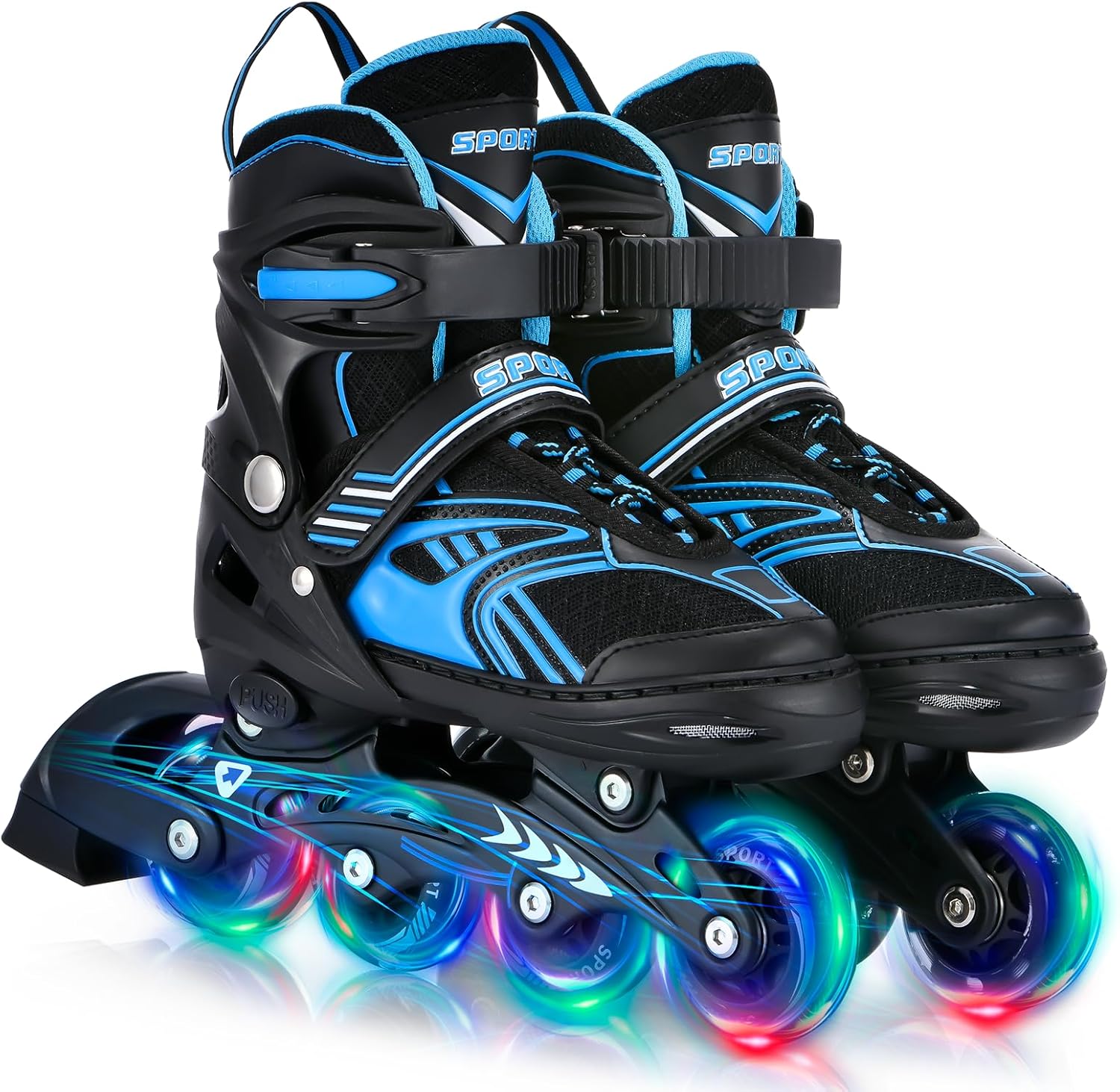 Adjustable Roller Skates with Light-Up Wheels for Girls Boys Toddler Gift, Outdoor Inline Skates for Beginner M