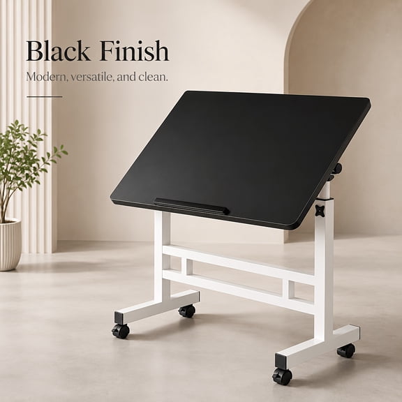 Adjustable Rolling Drafting Table Tilting Desktop Steel Frame For Art Craft Home Office Use