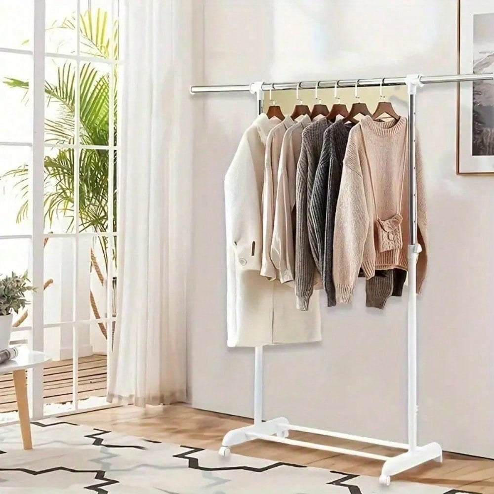 New Adjustable Rolling Garment Rack Metal Chrome, Black