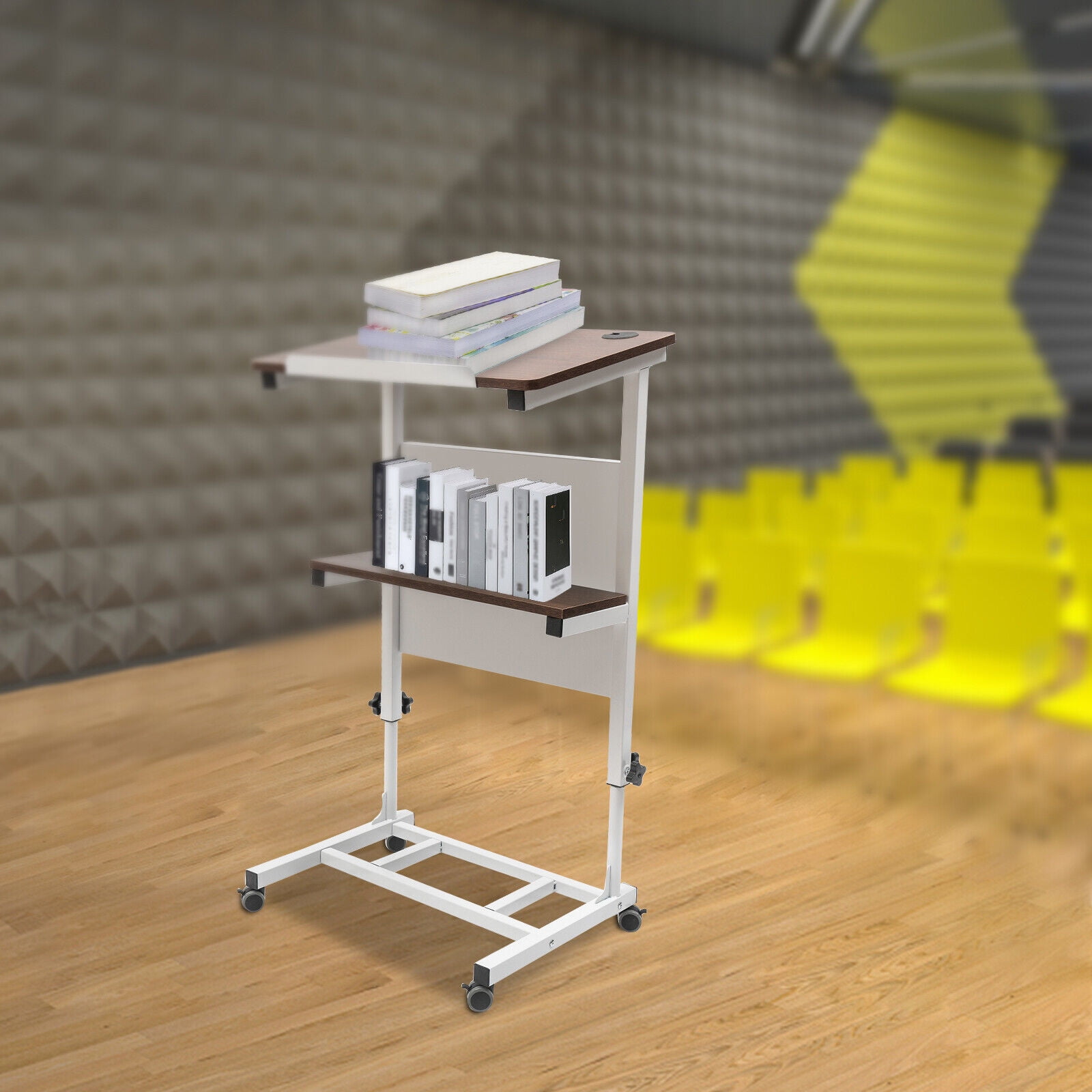 Adjustable Rolling Podium Mobile Standing Laptop Desk Presentation