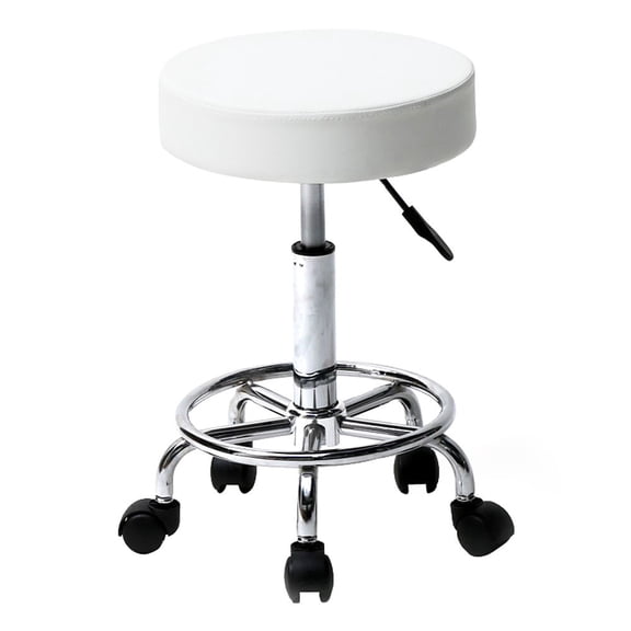 Adjustable Rolling Saddle Stool with Backless Seat, 360° Swivel Bar Stool Chair with Wheels, PU Leather Cushioned Seat, Height Adjustable Salon Stool for Home, Office, Spa & Kitchen