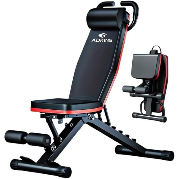 Adjustable Roman Chair for Home Gym Foldable Back Extension for Core, Hip & Lower Back Workout Multi-Functional Hyperextension with Tension Rope for Full-Body Exercise