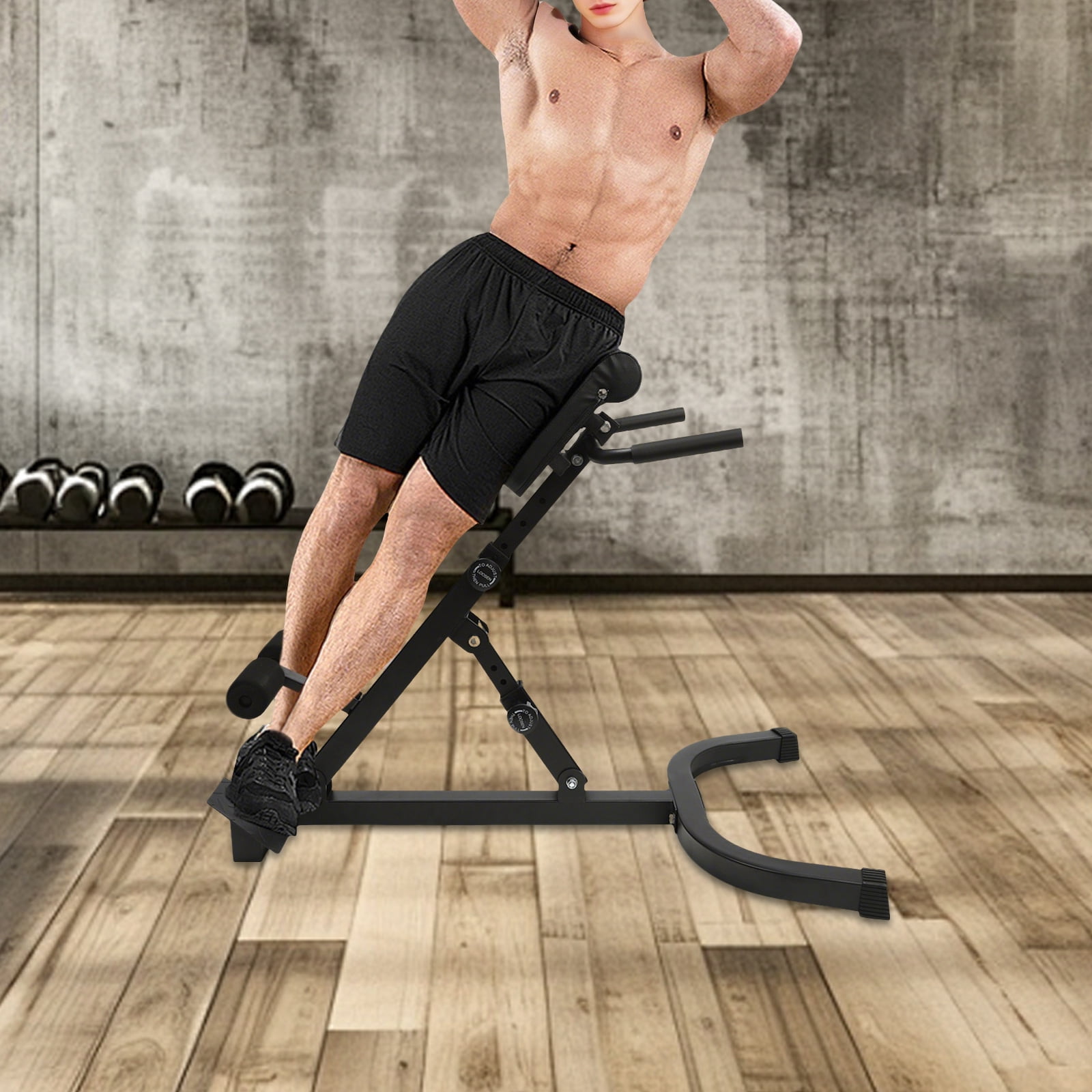 Adjustable Roman Chair Workout Bench for Abdominal & Core Strength, 5 Angles & Foldable