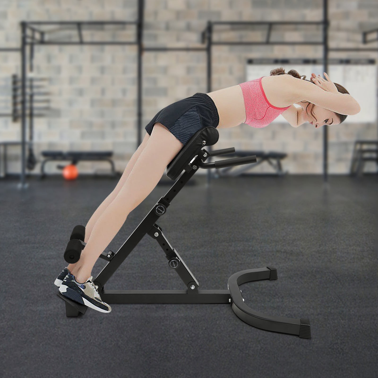 Adjustable Roman Chair Workout Bench for Abdominal & Core Strength, 5 Angles & Foldable