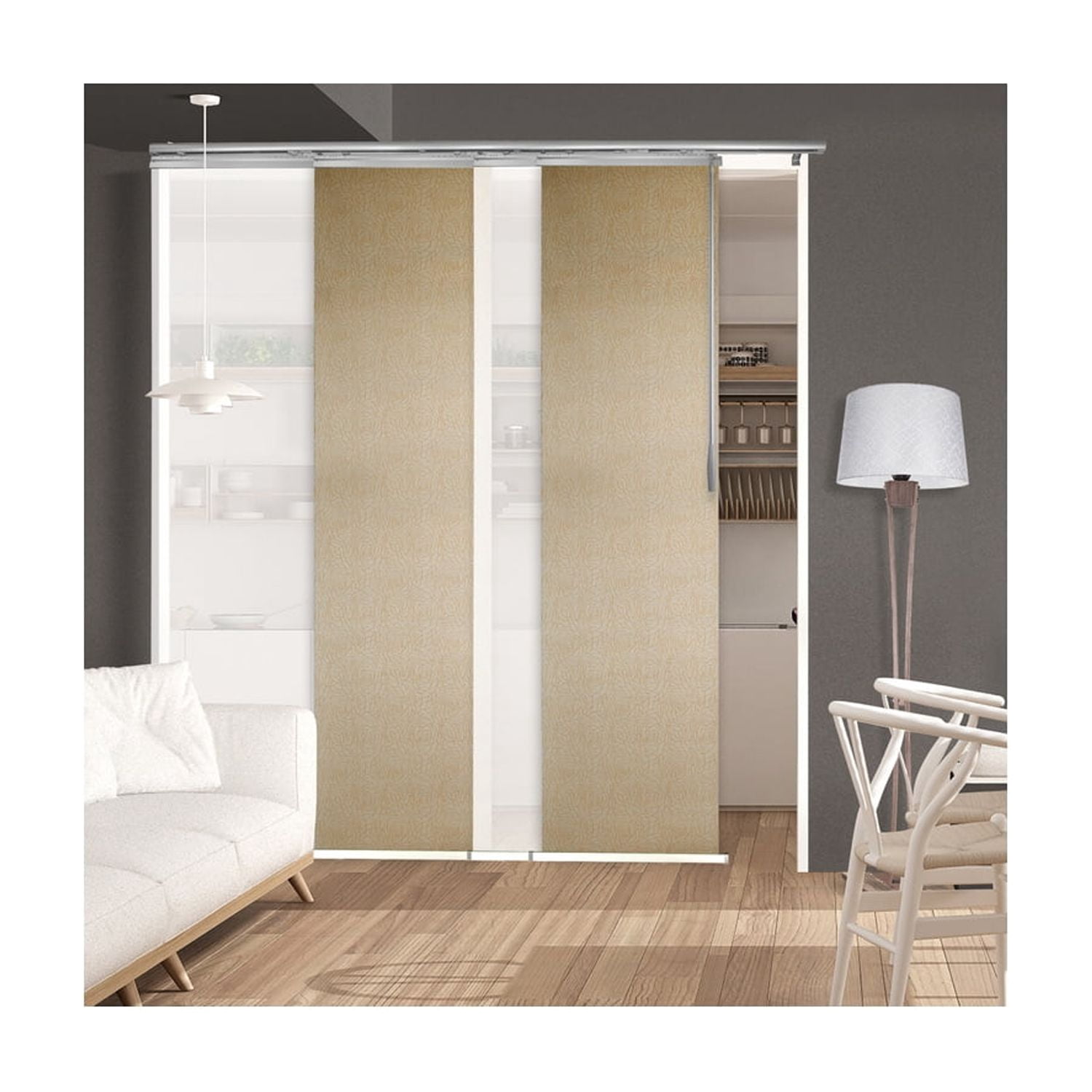 Adjustable Room Divider Panels - 4 Panel Track System - 48-88