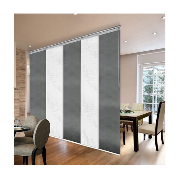 Adjustable Room Divider Panels - 5 Panel Screen System - Steel Frame - 58-110" Width