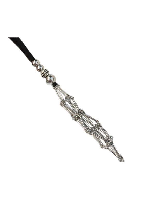 Adjustable Rope Crystal Cage Necklace Vintage Chain Mesh Pendant Necklace Gifts
