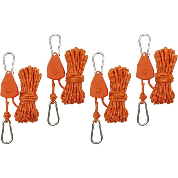 Adjustable Rope Tie Down with Ratchet for Kayak, Canoe, Cargo, and Outdoor Use Orange