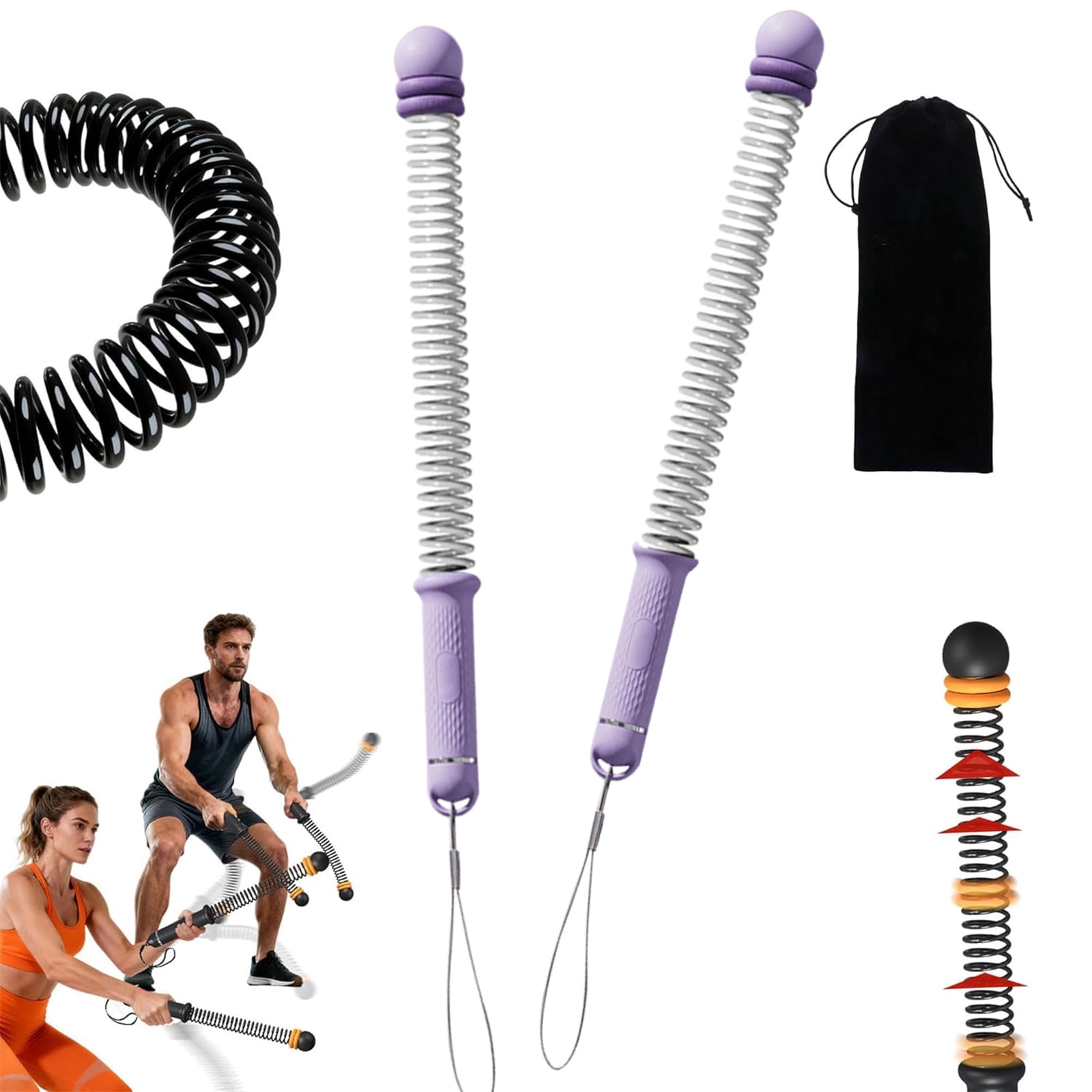 Adjustable Ropeless Battle Ropes - Heavy Duty Cordless Exercise Ropes ...
