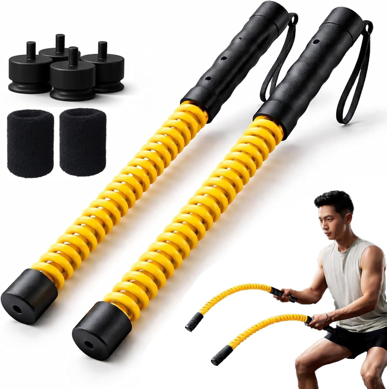 Ropeless Riser Adjustable Ropeless Battle Ropes – Train Like A Pro, Portable Battle ...