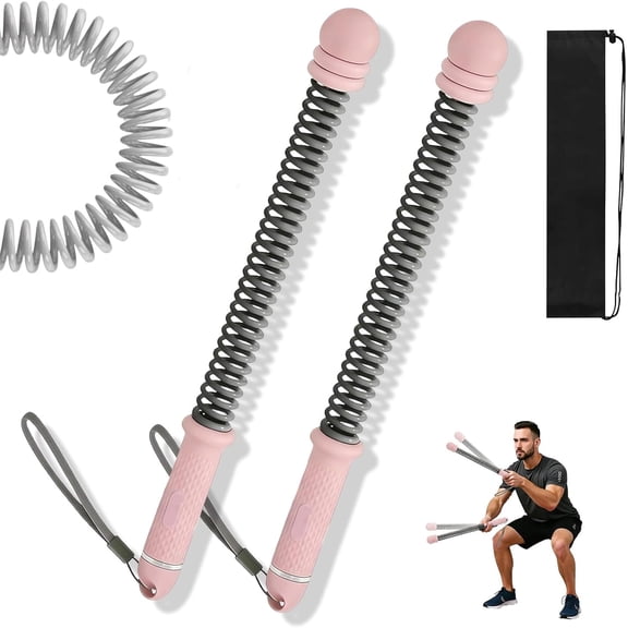 Adjustable Ropeless Battle Ropes Trainer, Weighted Cordless Battle Ropes for Home Gym, Portable Workout Ropes for Strength Training, Anaerobic & Full Body Exercise (Pink)