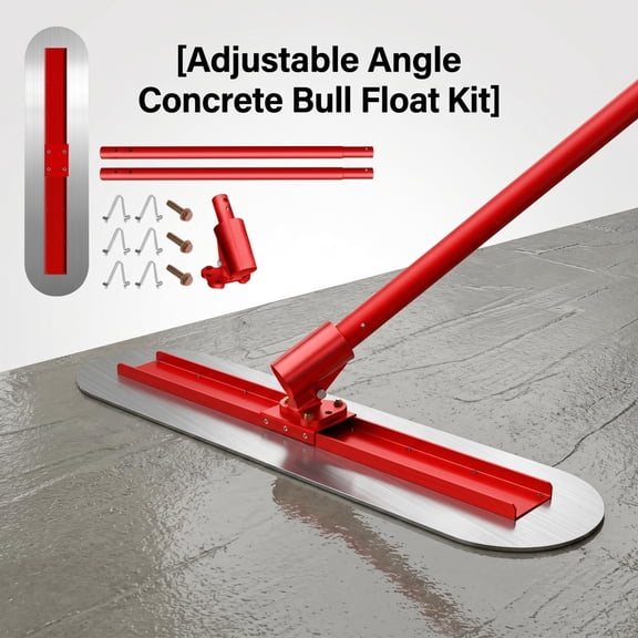 Adjustable Rotary Bull Float, 48'' X 12'' Round End Concrete Float With Thickened Stainless Steel Board And Interlocking Aluminum Rods for Fresh Concrete Slab Finishing