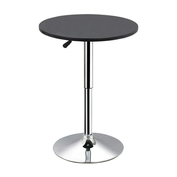 Round Bar Table Pub, 360° Swivel Tall Cocktail with Metal Legs and Height Adjustable for Dining Room, Kitchen and Home, Dorm, Easy Assembly, Black