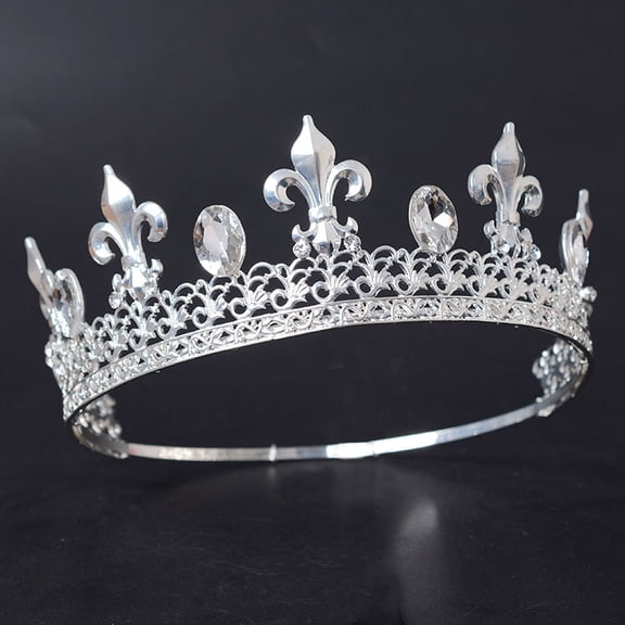 Adjustable Round Wedding King Tiara Crown Headpiece For Men Party Hair Ornaments Rhinestone Head Jewelry Accessories