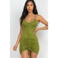 thumbnail image 1 of Adjustable Ruched Front Detail Mini Dress Green L, 1 of 5