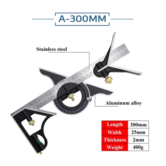 Adjustable Ruler Multi Combination 300mm/600mm Square Angle Ruler Measuring Set Universal Ruler Right Angle Protractor Tools ,Widely Use