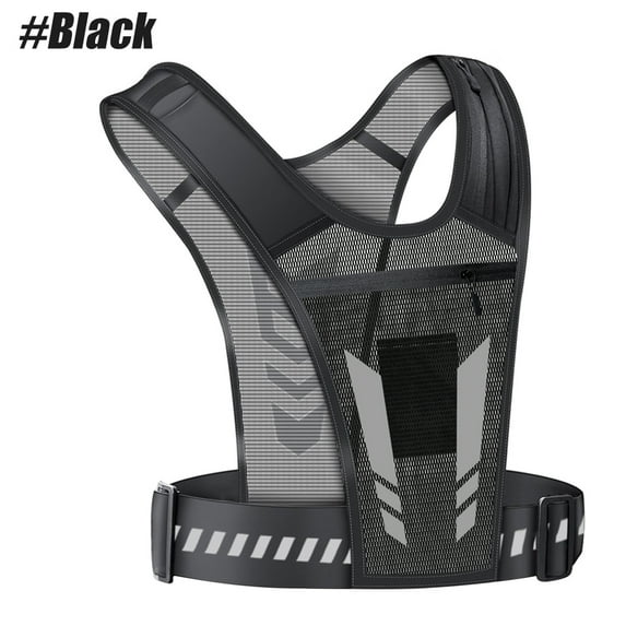 Adjustable Running Vest Phone Holder Men Women Reflective Hydration Vest Running wih Pockets Light Weight Running Pack Chest (Black)
