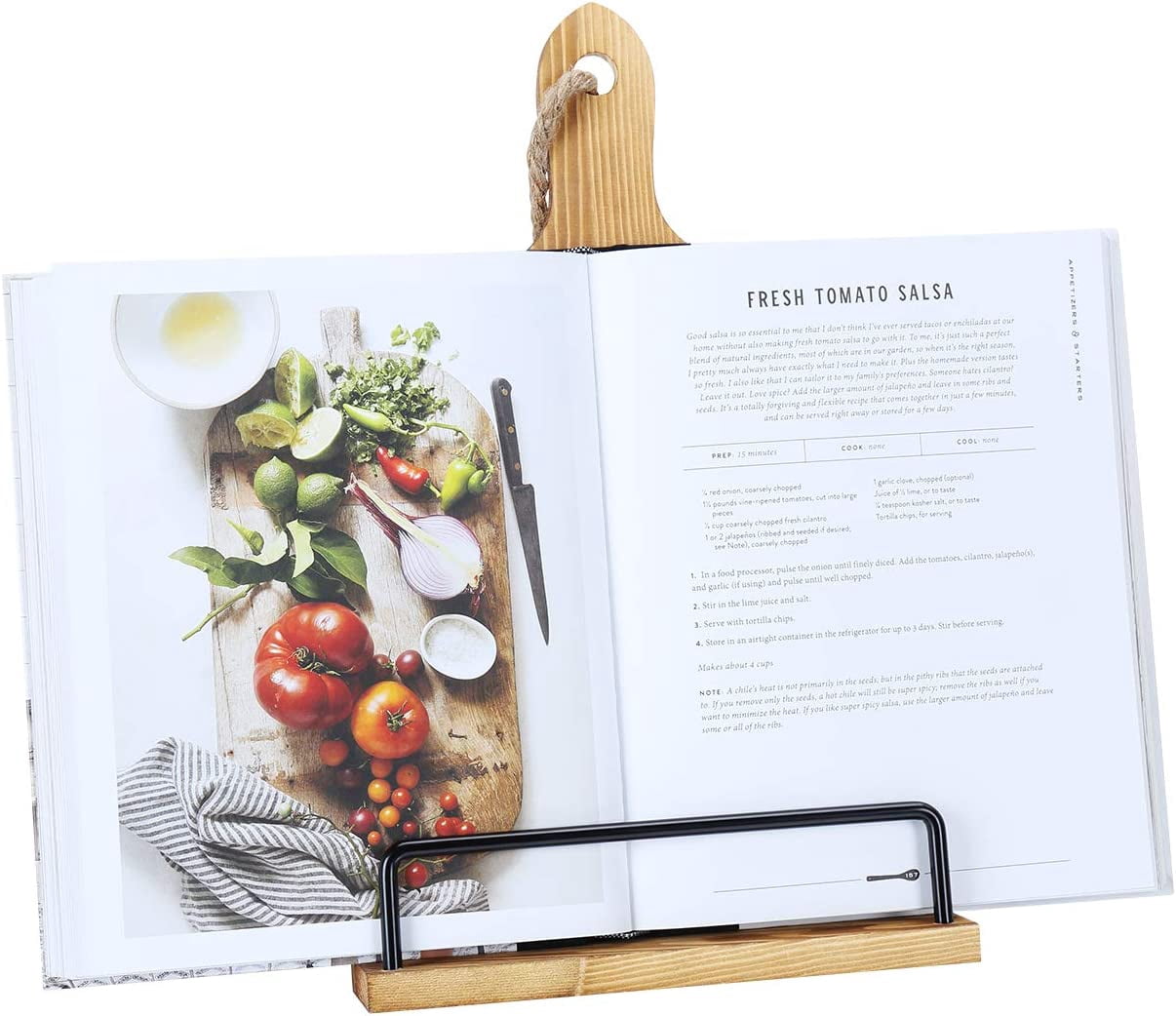 Adjustable Rustic Brown Wood Cookbook Stand for Kitchen Counter ...