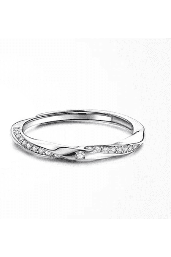 Adjustable S925 Silver Mobius Twist Couple Matching Rings Set