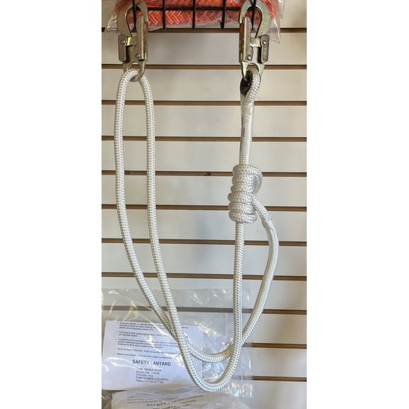 Adjustable Safety Flipline Lanyard 1/2"x4'-7' Two Locking Snaps, Double Braid